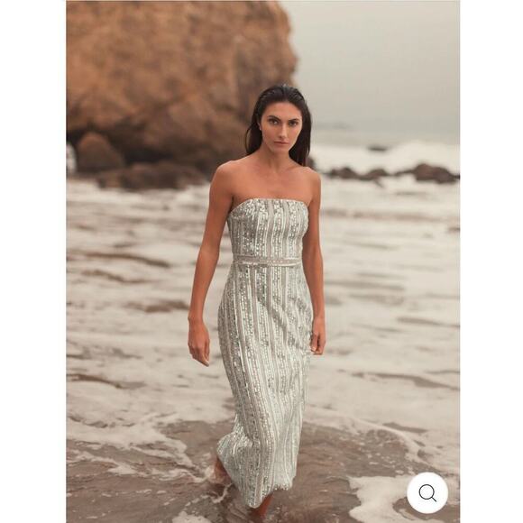 Mac Duggal Embellished Strapless Beaded Slim Column Dress Size 16 NWT - Picture 2 of 13